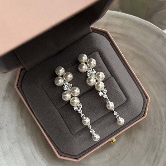 Long tassel fairy-like pearls earrings